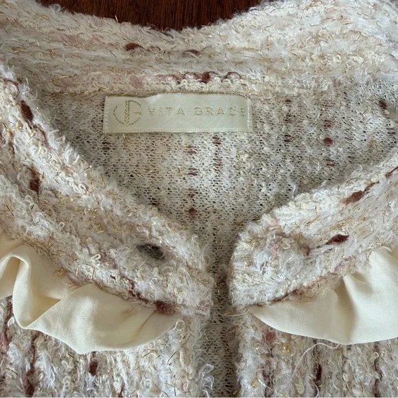 Vita Grace Textured Sweater with Ruffle Trim size L - Picture 5 of 7